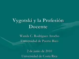 Vygotski y la Profesión Docente