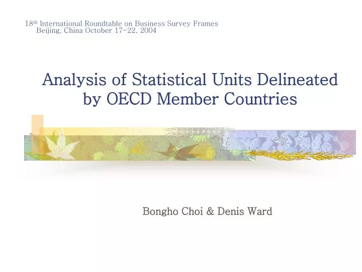 analysis of statistical units delineated by oecd member countries