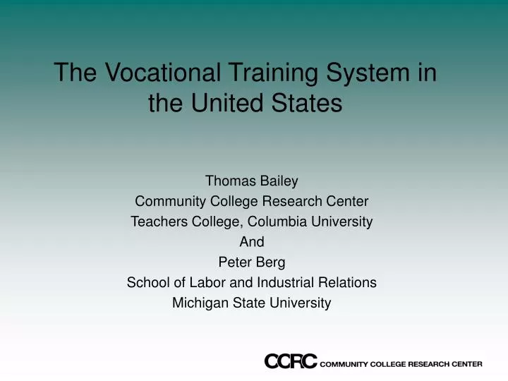 the vocational training system in the united states