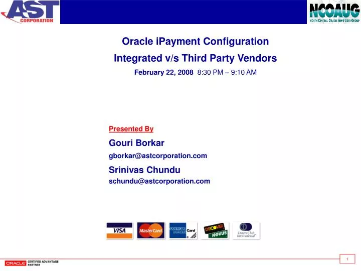oracle ipayment configuration integrated v s third party vendors february 22 2008 8 30 pm 9 10 am