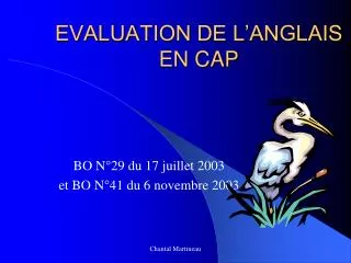 EVALUATION DE L’ANGLAIS EN CAP