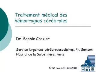 traitement m dical des h morragies c r brales