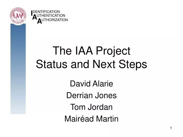 the iaa project status and next steps