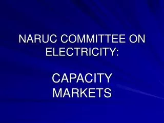 NARUC COMMITTEE ON ELECTRICITY:
