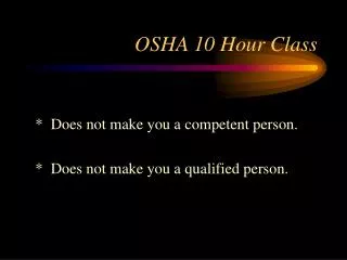 OSHA 10 Hour Class