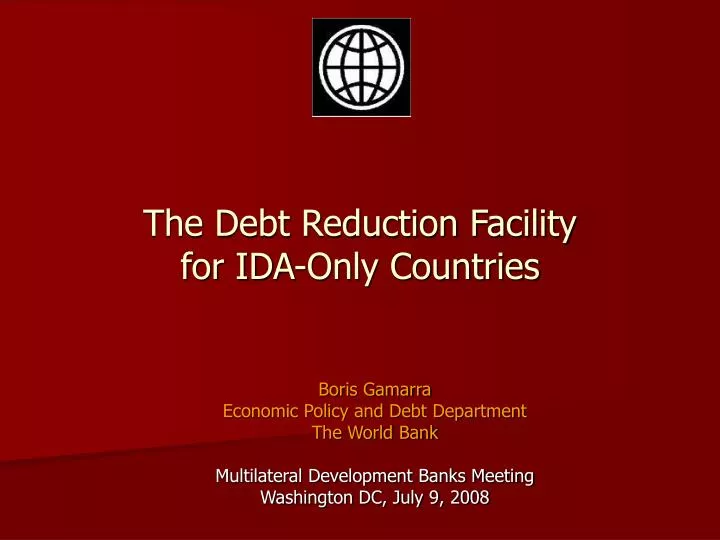 the debt reduction facility for ida only countries