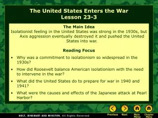 The United States Enters the War Lesson 23-3