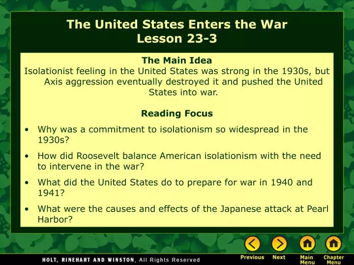 the united states enters the war lesson 23 3