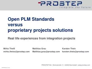 Open PLM Standards versus proprietary projects solutions
