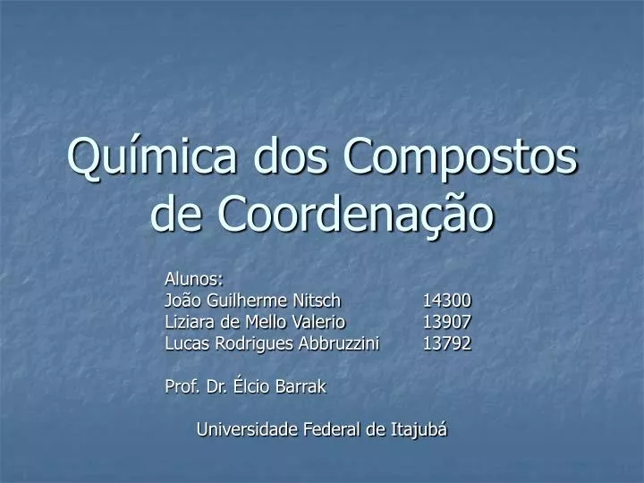 qu mica dos compostos de coordena o