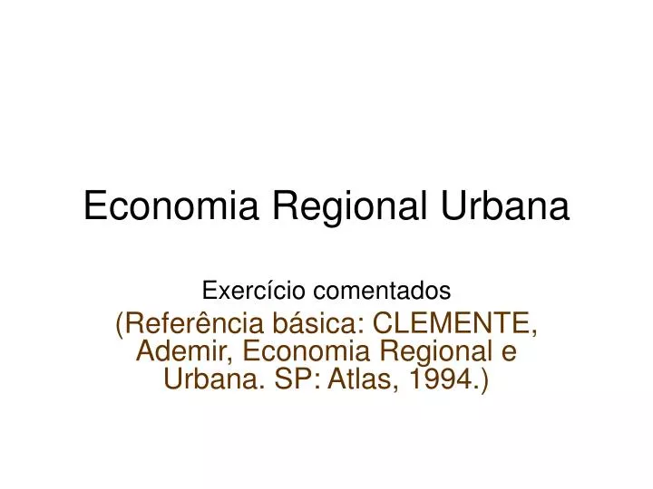 economia regional urbana