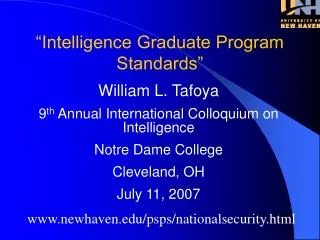“Intelligence Graduate Program Standards”