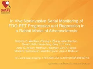 In Vivo Noninvasive Serial Monitoring of FDG-PET Progression and Regression in a Rabbit Model of Atherosclerosis