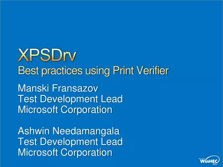 xpsdrv best practices using print verifier