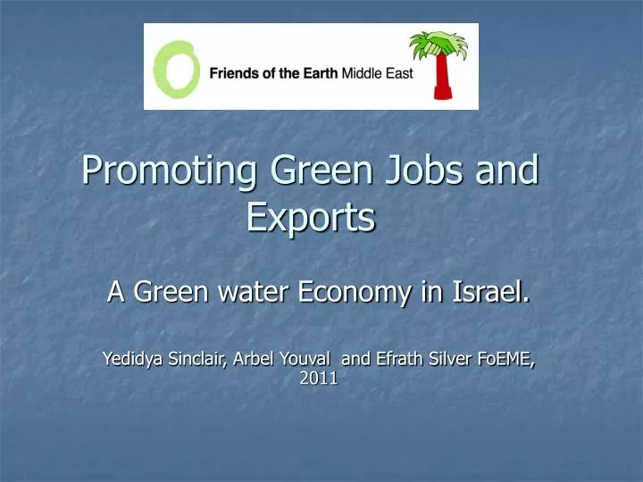promoting green jobs and exports