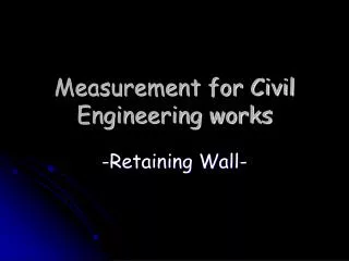 Measurement for Civil Engineering works