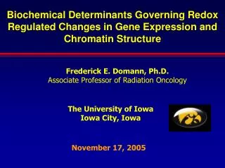Frederick E. Domann, Ph.D. Associate Professor of Radiation Oncology