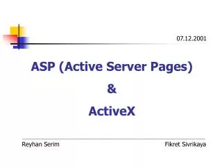 ASP (Active Server Pages) &amp; ActiveX