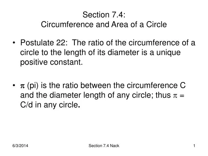 section 7 4 circumference and area of a circle