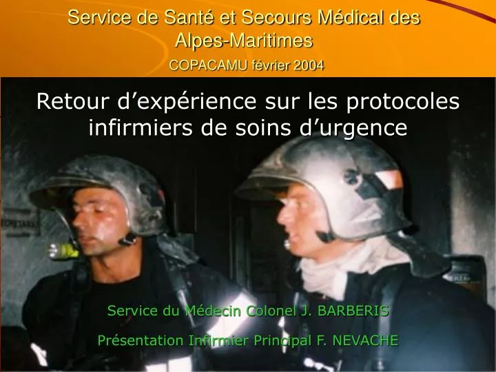 service de sant et secours m dical des alpes maritimes copacamu f vrier 2004