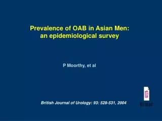 Prevalence of OAB in Asian Men: an epidemiological survey