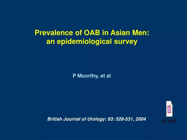 prevalence of oab in asian men an epidemiological survey