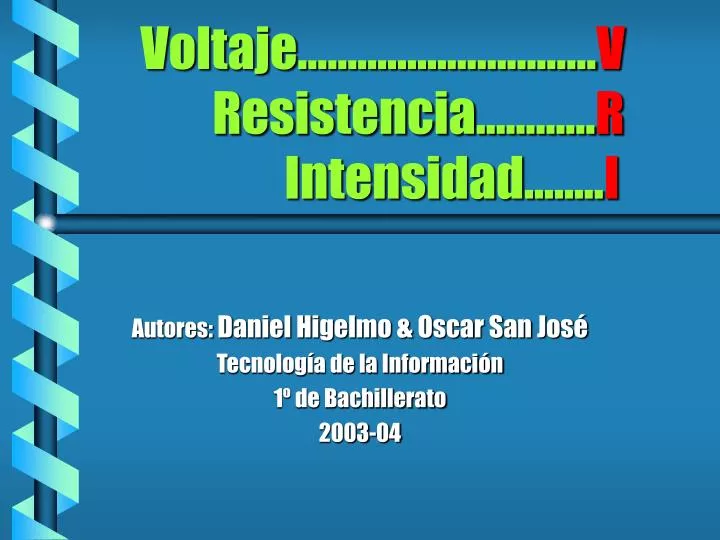 voltaje v resistencia r intensidad i