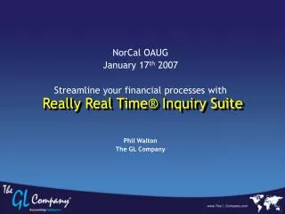 Really Real Time ® Inquiry Suite