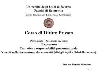 Università degli Studi di Salerno Facoltà di Economia Corso di Laurea in Economia e Commercio