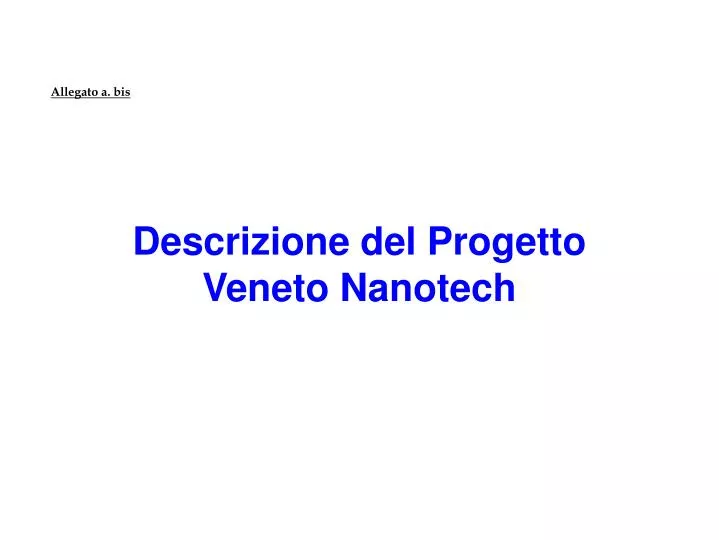 descrizione del progetto veneto nanotech