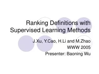 Ranking Definitions with Supervised Learning Methods