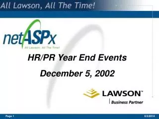 HR/PR Year End Events December 5, 2002