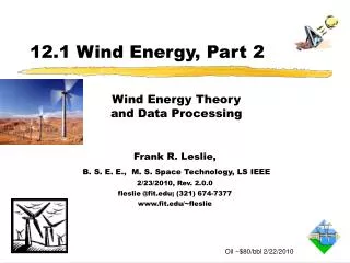 12.1 Wind Energy, Part 2