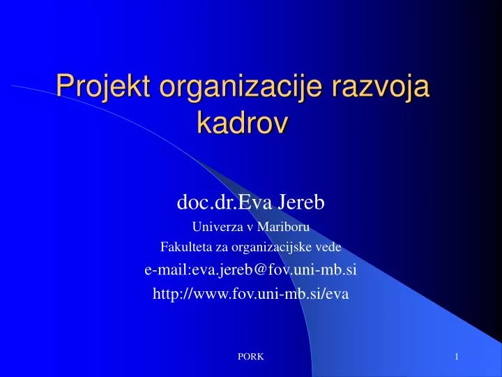 projekt organizacije razvoja kadrov