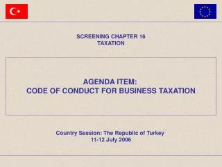 AGENDA ITEM: CODE OF CONDUCT FOR BUSINESS TAXATION