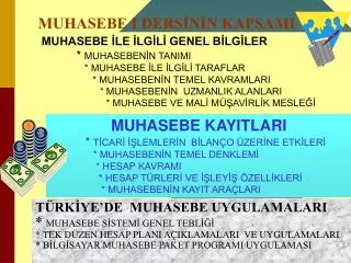 MUHASEBE I DERSİNİN KAPSAMI