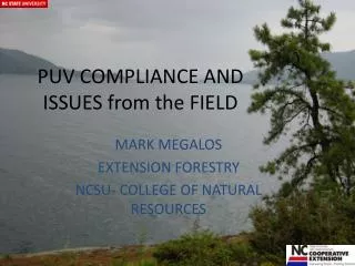 PUV COMPLIANCE AND ISSUES from the FIELD