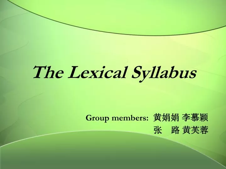 the lexical syllabus