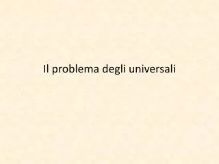 il problema degli universali