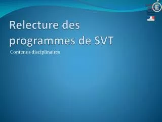 relecture des programmes de svt