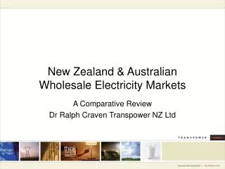 New Zealand &amp; Australian Wholesale Electricity Markets