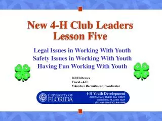 New 4-H Club Leaders Lesson Five