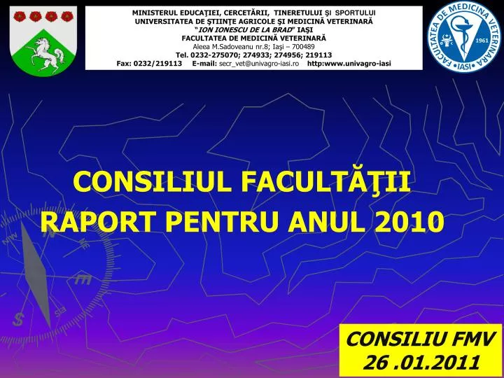 consiliul facult ii raport pentru anul 2010