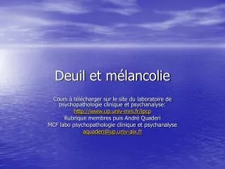 deuil et m lancolie