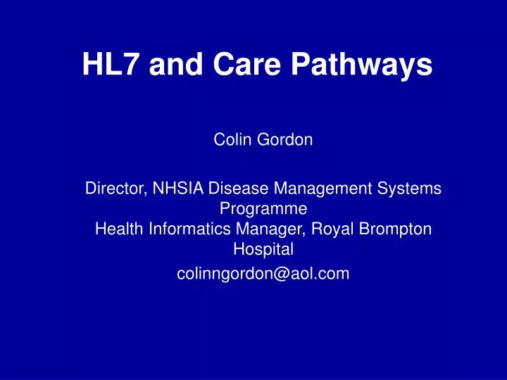 hl7 and care pathways