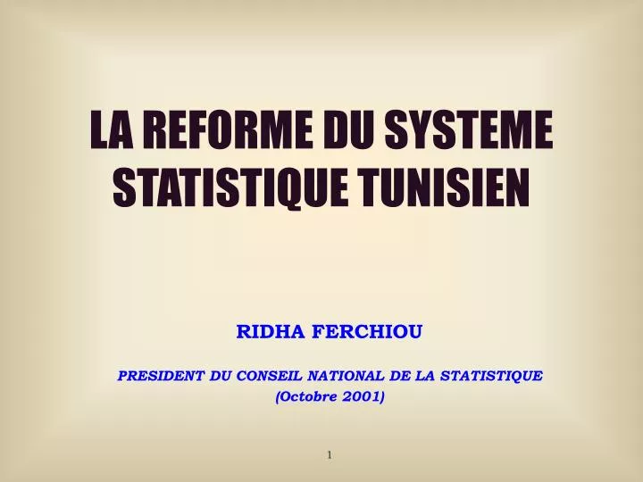 la reforme du systeme statistique tunisien