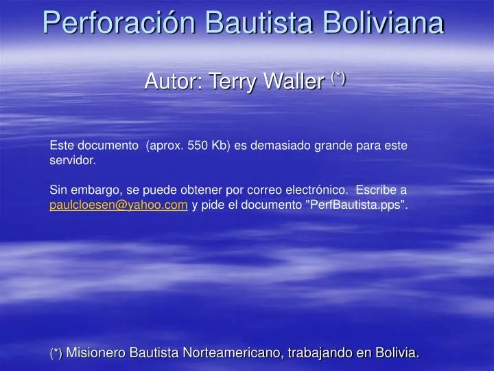 perforaci n bautista boliviana