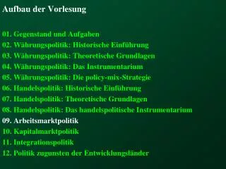 aufbau der vorlesung