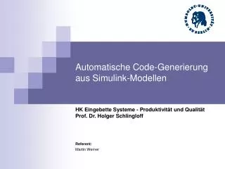 automatische code generierung aus simulink modellen
