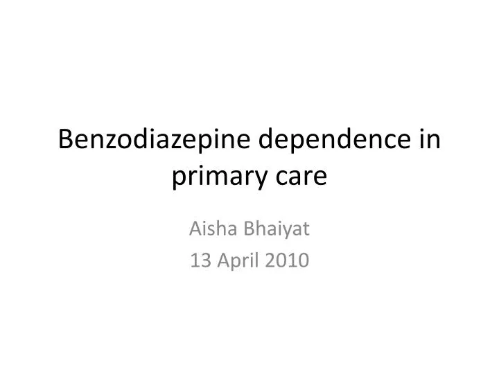 benzodiazepine dependence in primary care